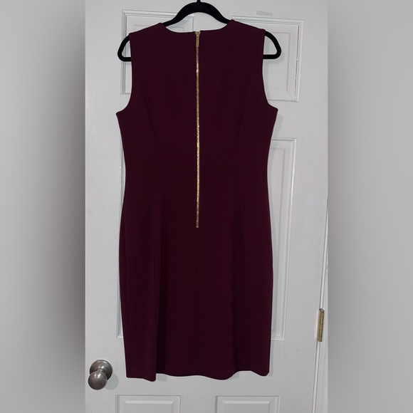 Calvin Klein Sleeveless Scuba Crepe Sheath Dress, Deep Burgundy, Size 12 - Picture 4 of 12